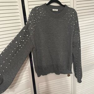 Amazon Blooming Jelly Gray Sweater with Pearls size XXL NWT